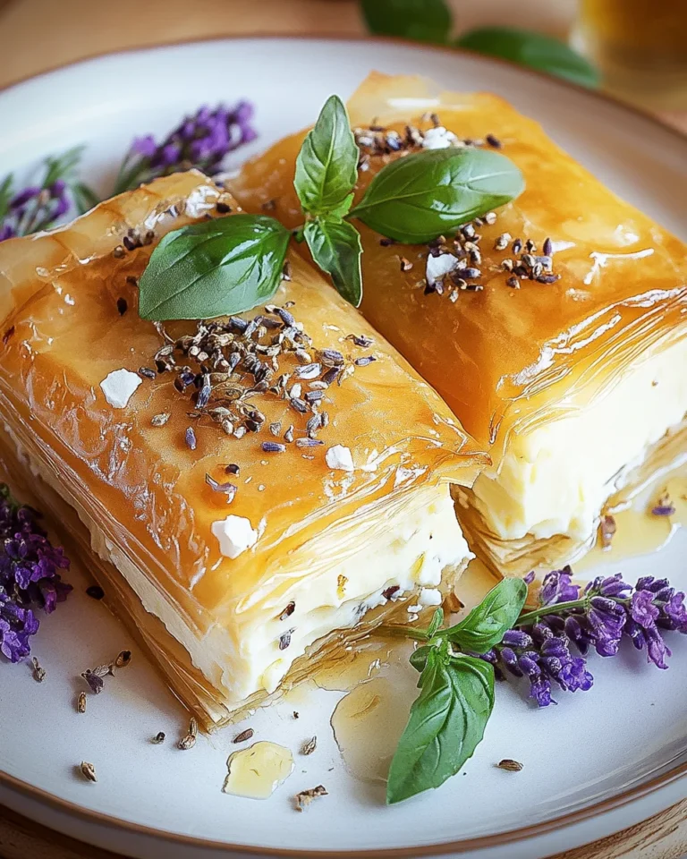 Fetakäse im Filoteig mit Wildlavendelhonig & Kräutern