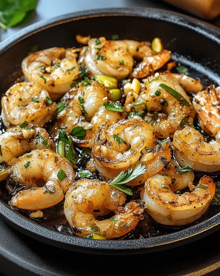 Gebratene Garnelen mit Knoblauch aus der Pfanne