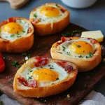 Gefüllte Frühstücksbrötchen mit Ei, Turkey Turkey Bacon und Käse