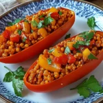 Gefüllte Spitzpaprika mit roten Linsen