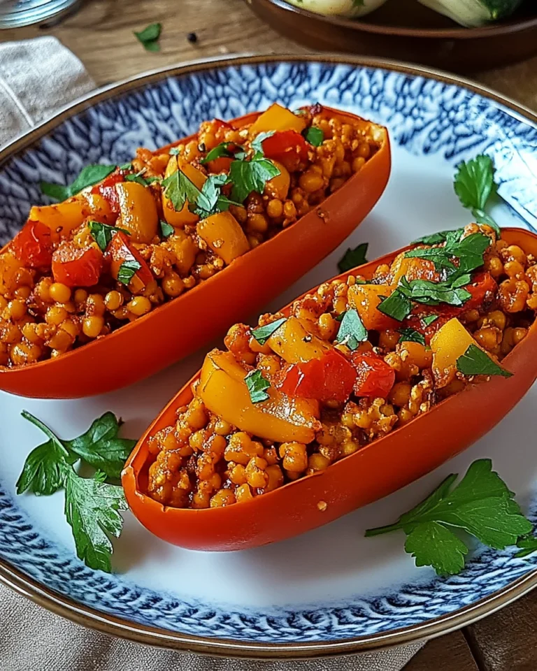 Gefüllte Spitzpaprika mit roten Linsen