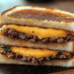 Gegrilltes Käsesandwich mit Rinderhackfleisch