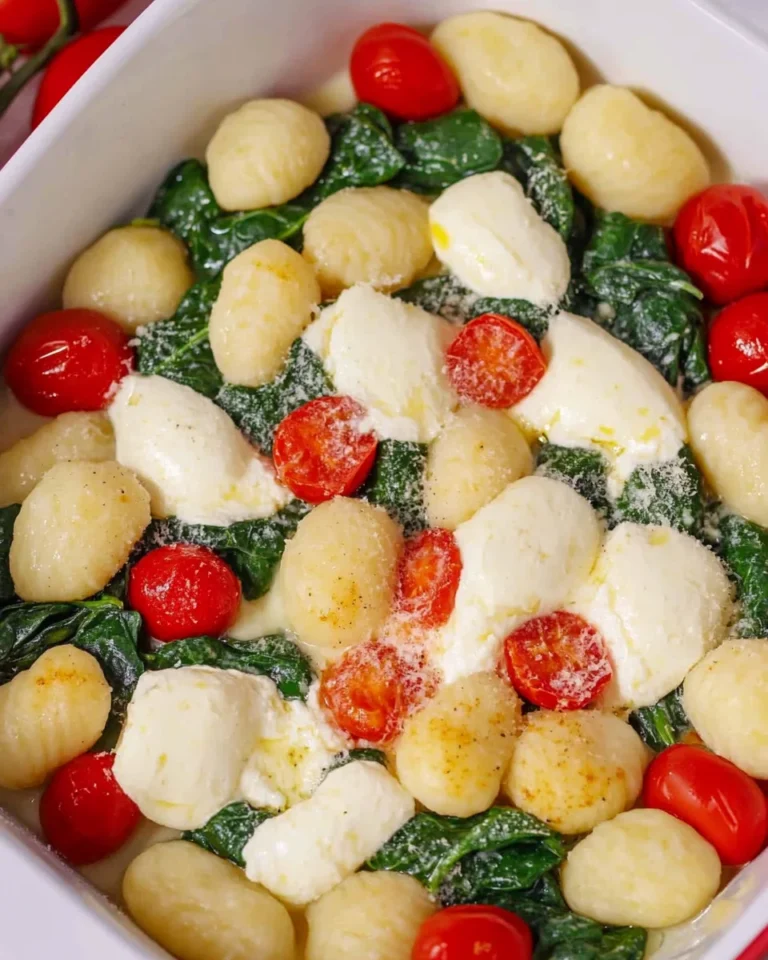 Gnocchi Auflauf mit Spinat, Tomate und Mozzarella