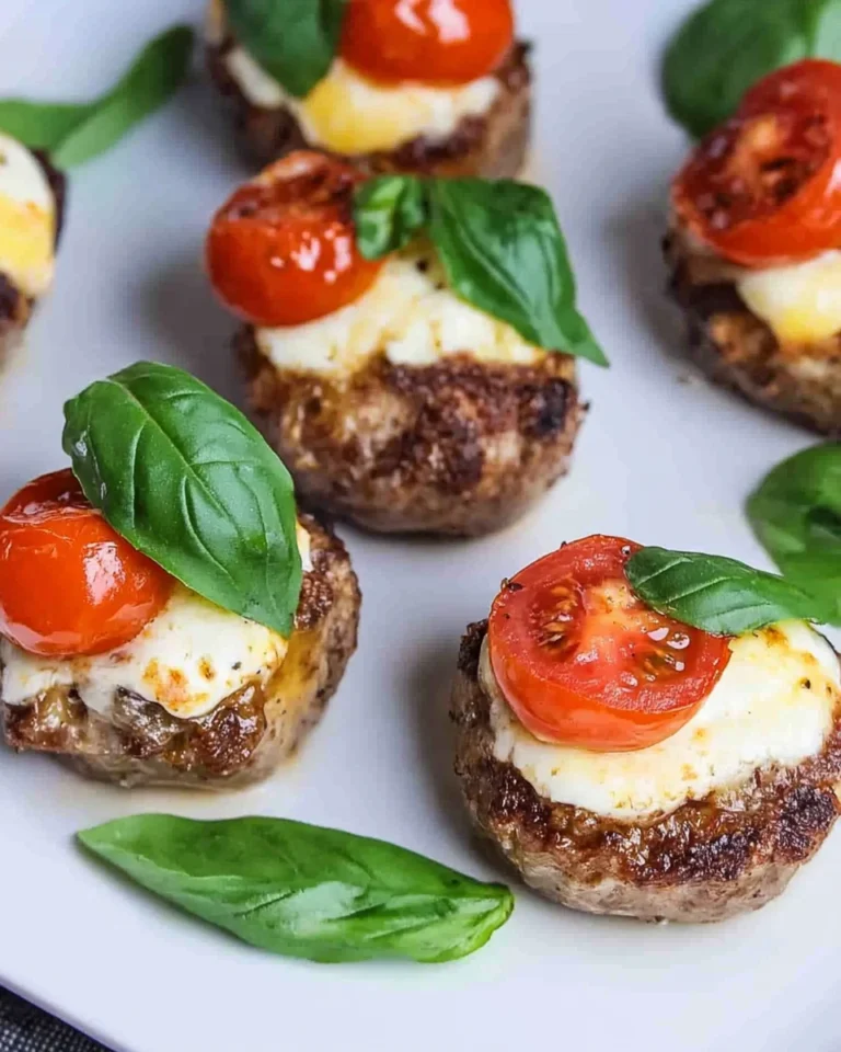 Hackbällchen Caprese - Spieße mit Mozzarella & Tomate