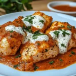 Hähnchenfilets mit einer Ajvar-Schmandsauce