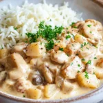 Hähnchengeschnetzeltes mit Reis & Pilzen