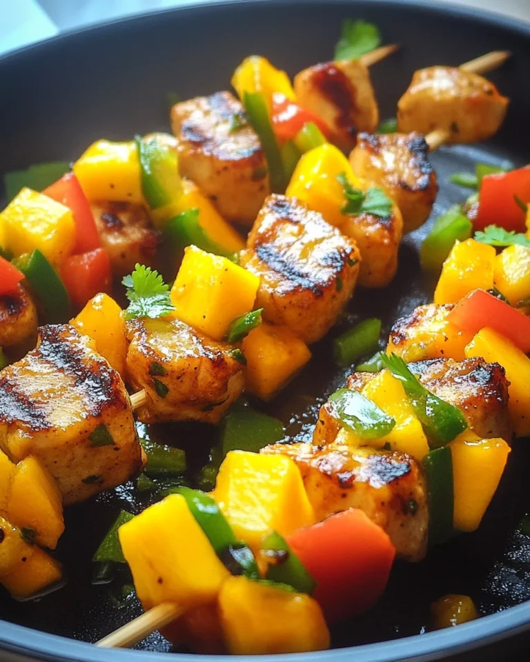 Karibische Hähnchenspieße mit Mango-Salsa