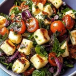 Kritharaki-Salat mit Halloumi-Croutons