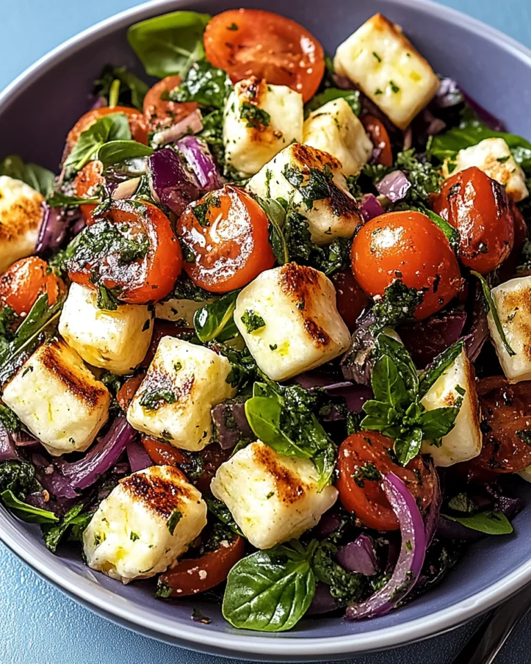 Kritharaki-Salat mit Halloumi-Croutons