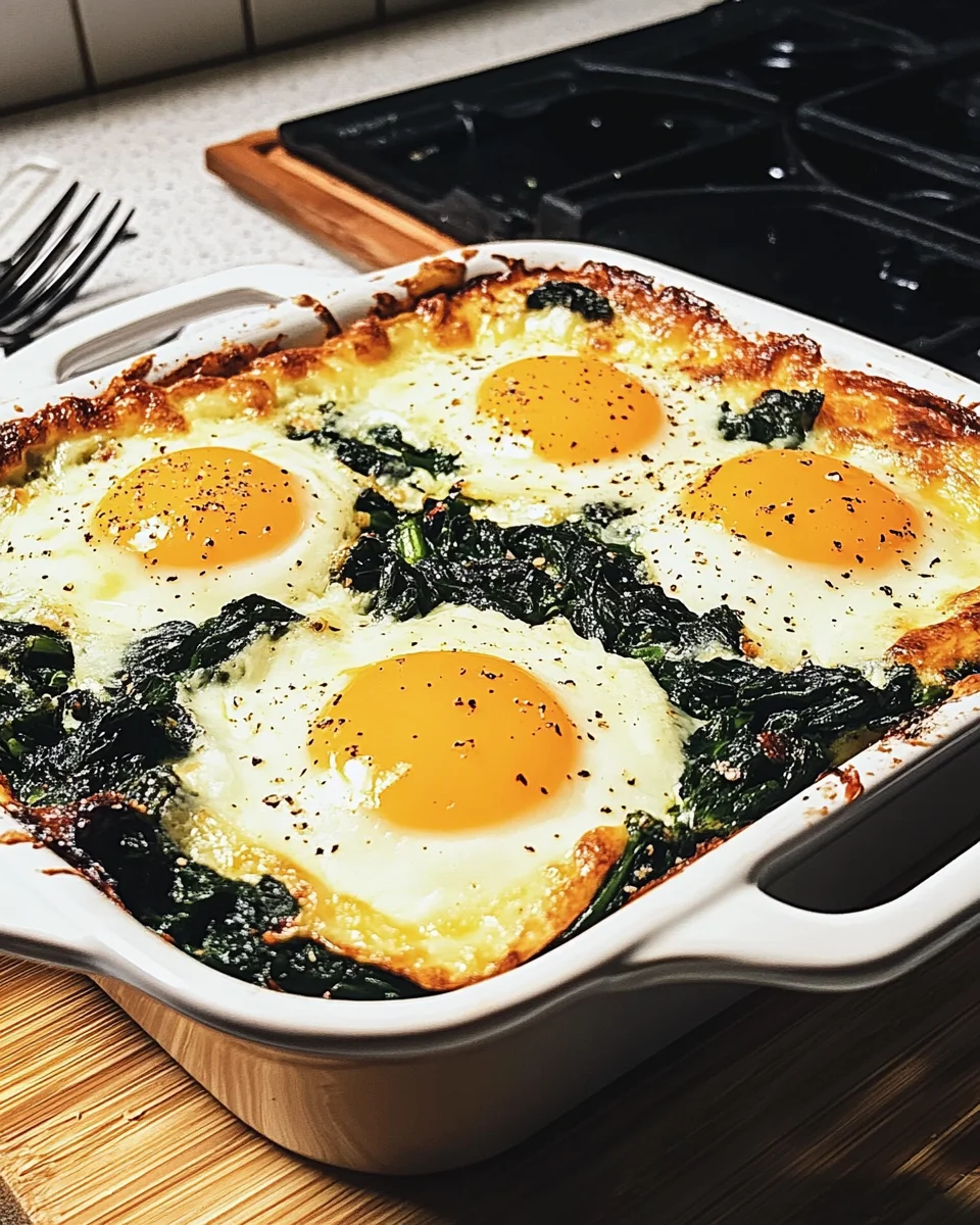 Low Carb Spinat-Auflauf mit Feta und Ei