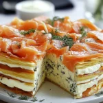 Pfannkuchen-Torte mit Lachs