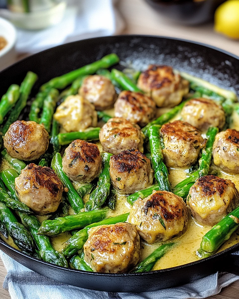 Spargelpfanne mit Frikadellen