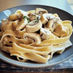Tagliatelle mit Pilzen und Huhn in Sahnesoße