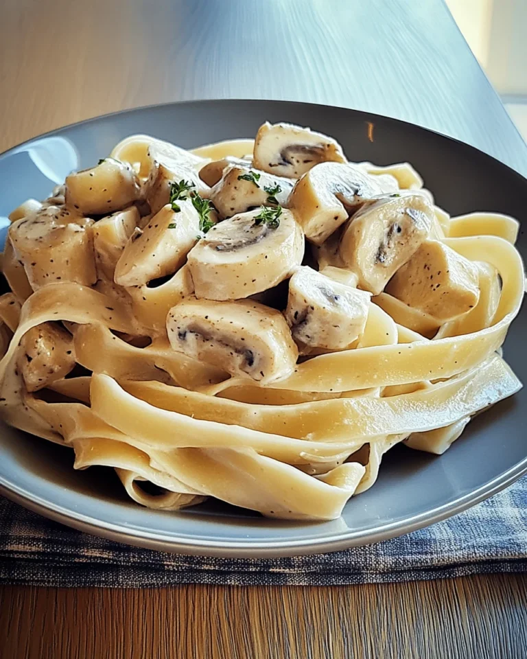 Tagliatelle mit Pilzen und Huhn in Sahnesoße