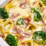 Tortellini Auflauf mit Käse-Sahne-Soße, HähnchenHähnchenschinken & Brokkoli