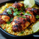 Überbackenes Tandoori-Hühnchen mit Reis