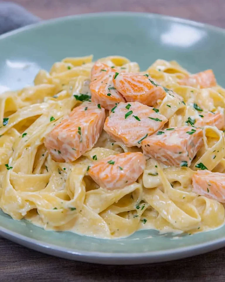 Pasta mit Lachs und Sahnesoße