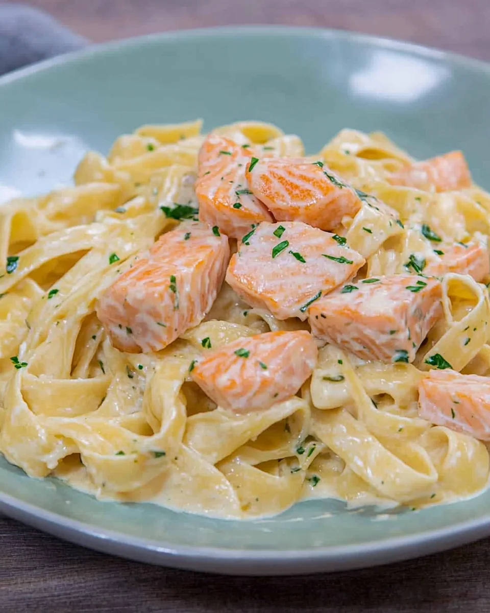 Pasta mit Lachs und Sahnesoße