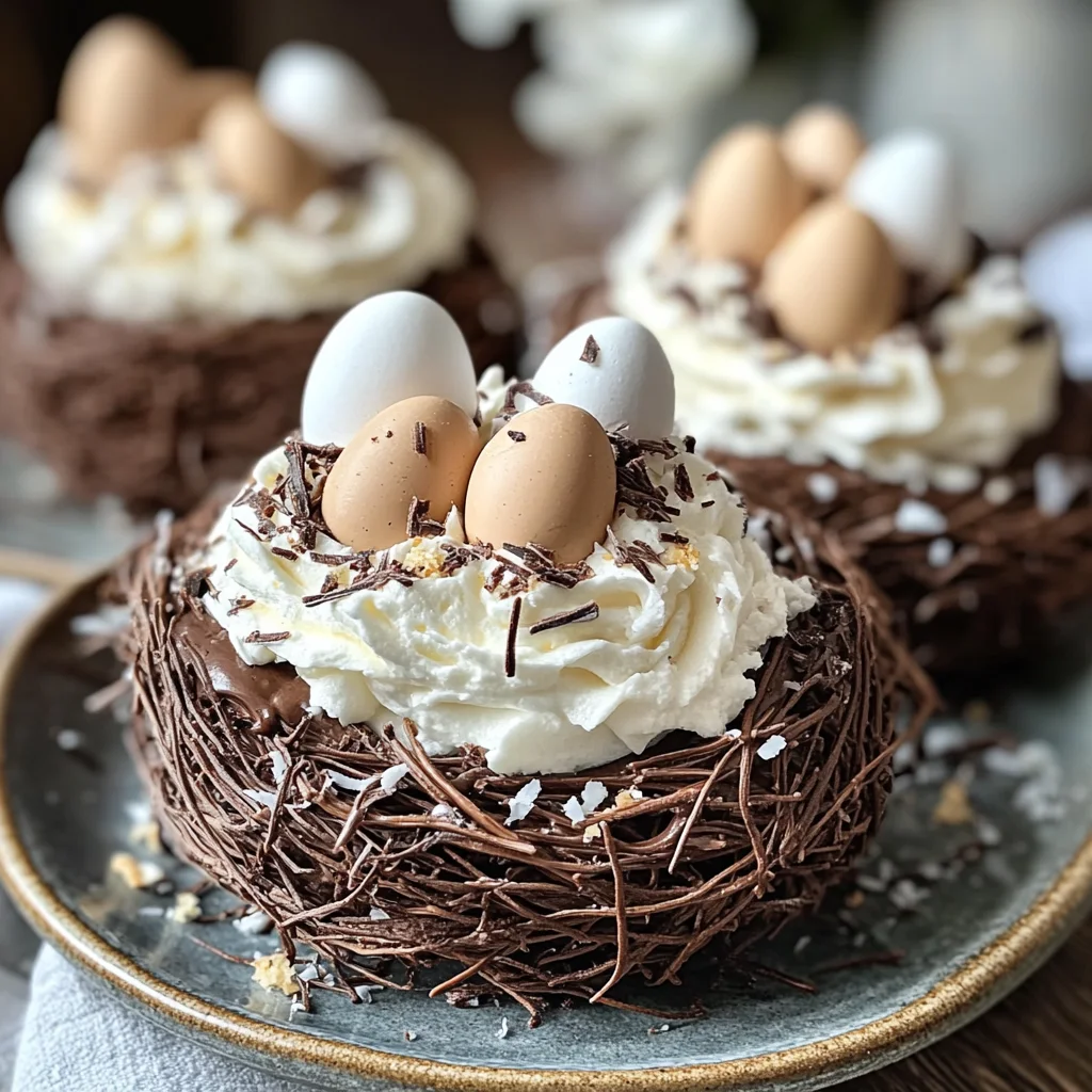 Baiser-Nester mit Schokocreme