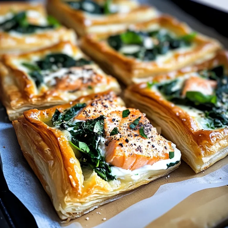 Blätterteig mit Lachs und Spinat