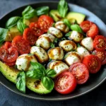 Caprese-Salat mit Avocado und Tomaten