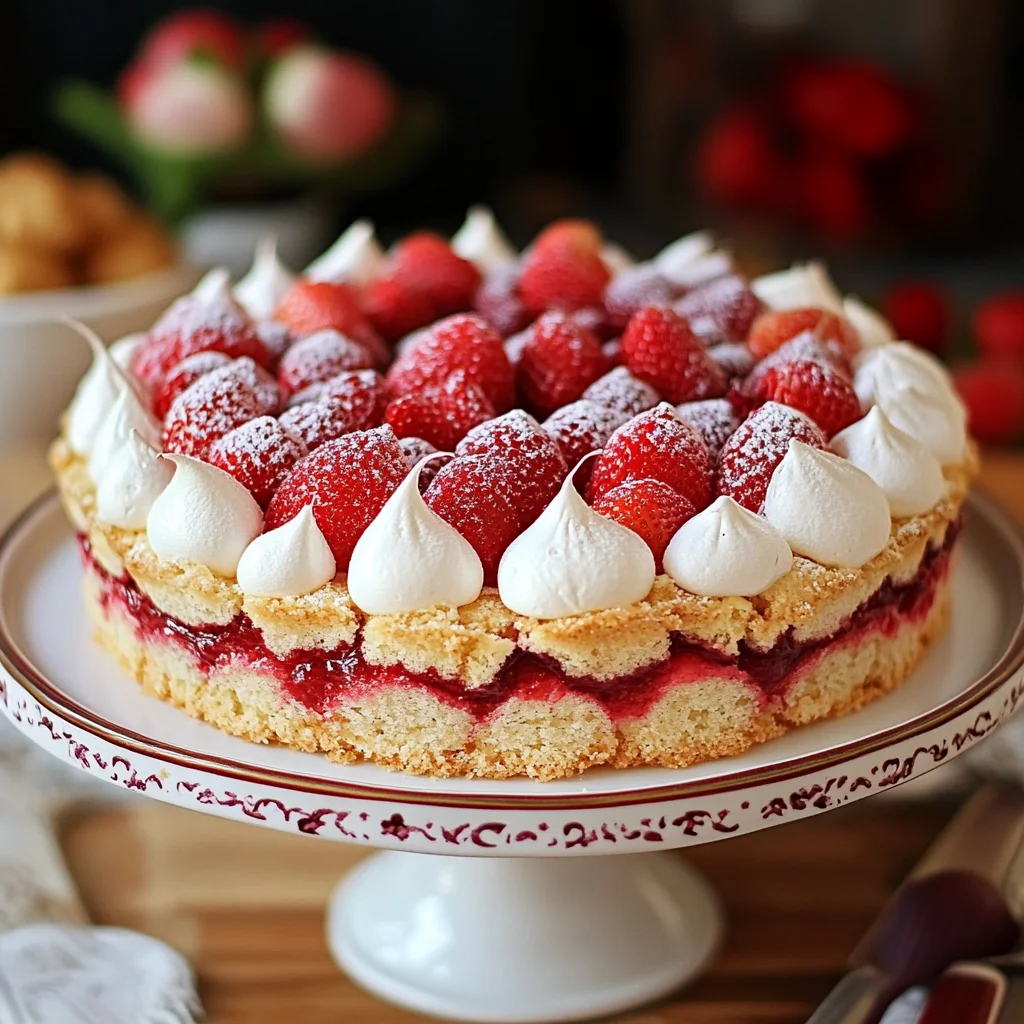 Erdbeer-Rhabarber-Baisertorte