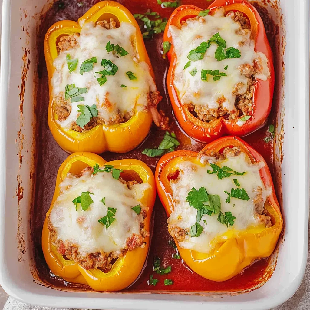 Gefüllte Paprika mit Hackfleisch im Ofen