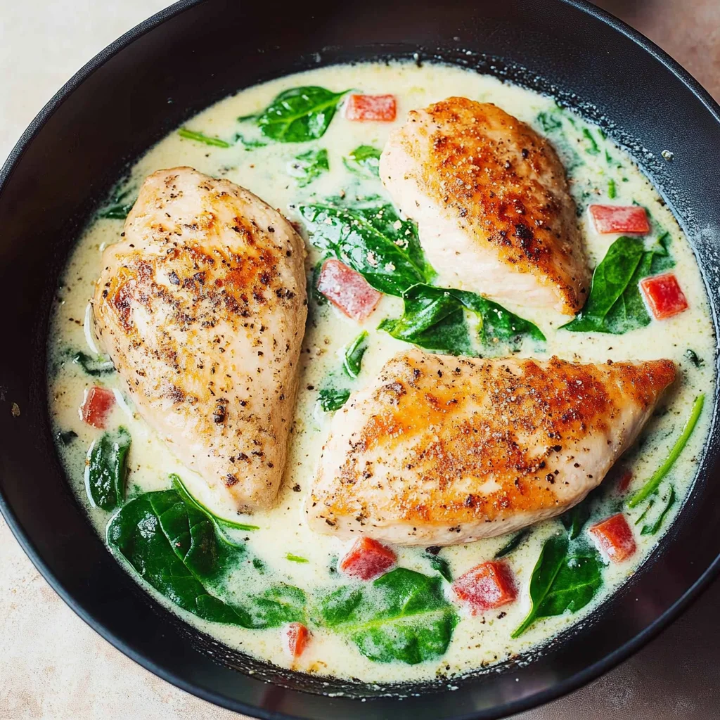 Parmesan-Hähnchen mit Spinat