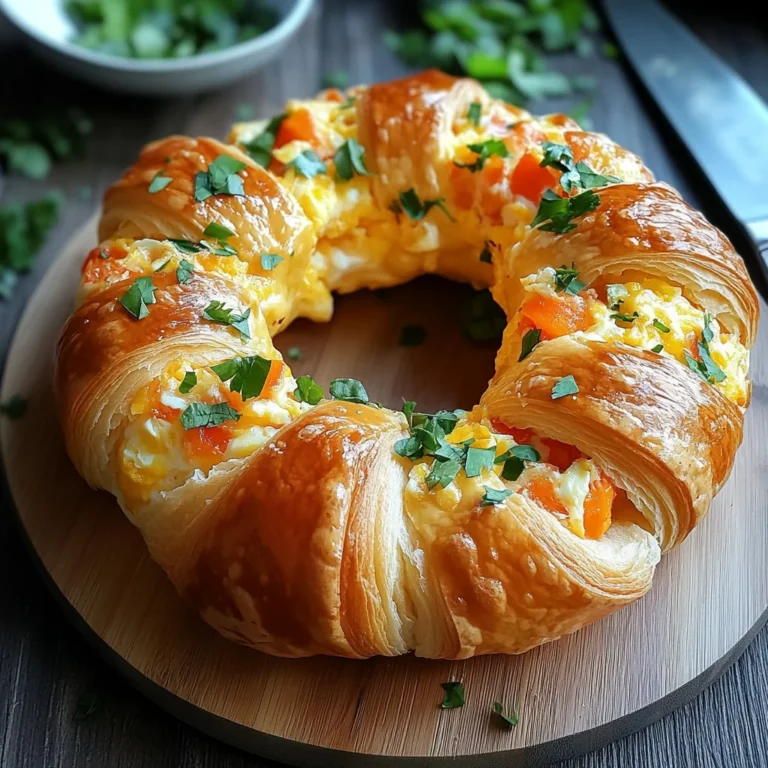 Rührei Ring aus Croissant Teig mit viel Käse