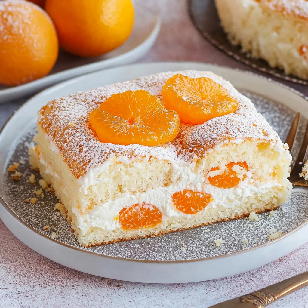 Schmandkuchen vom Blech mit Mandarinen