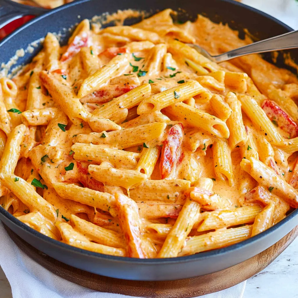Schnelle Pasta mit Paprika-Sahne-Soße
