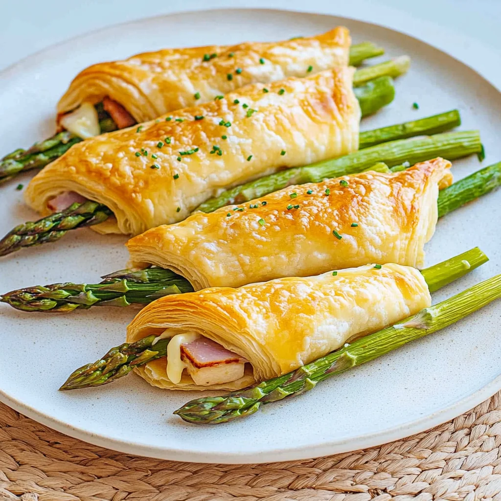 Spargel im Blätterteig mit HähnchenHähnchenschinken & Käse